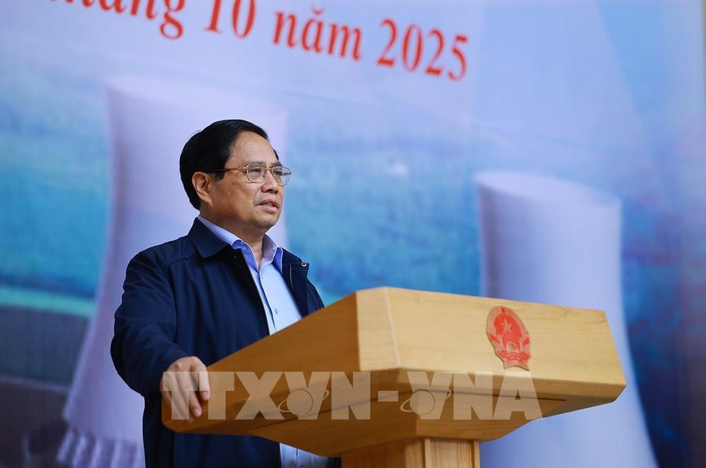 Thủ tướng Phạm Minh Chính, Trưởng Ban chỉ đạo xây dựng nhà máy điện hạt nhân chủ trì phiên họp lần thứ ba của Ban Chỉ đạo. Ảnh Dương Giang- TTXVN
