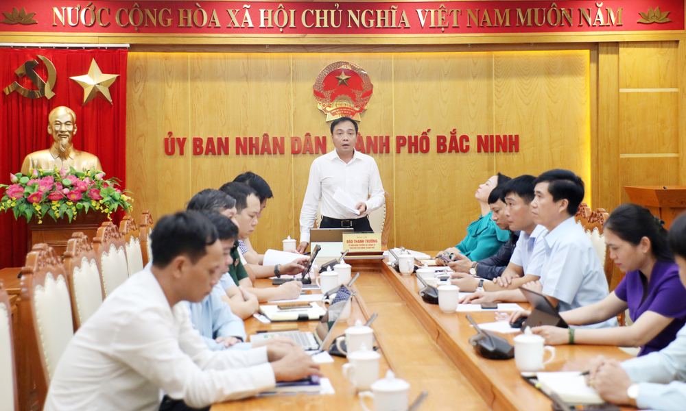 Đồng chí Đào Thanh Trường chủ trì tại điểm cầu thành phố Bắc Ninh.