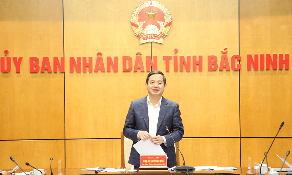 Chủ tịch UBND tỉnh Phạm Hoàng Sơn phát biểu tại buổi làm việc.