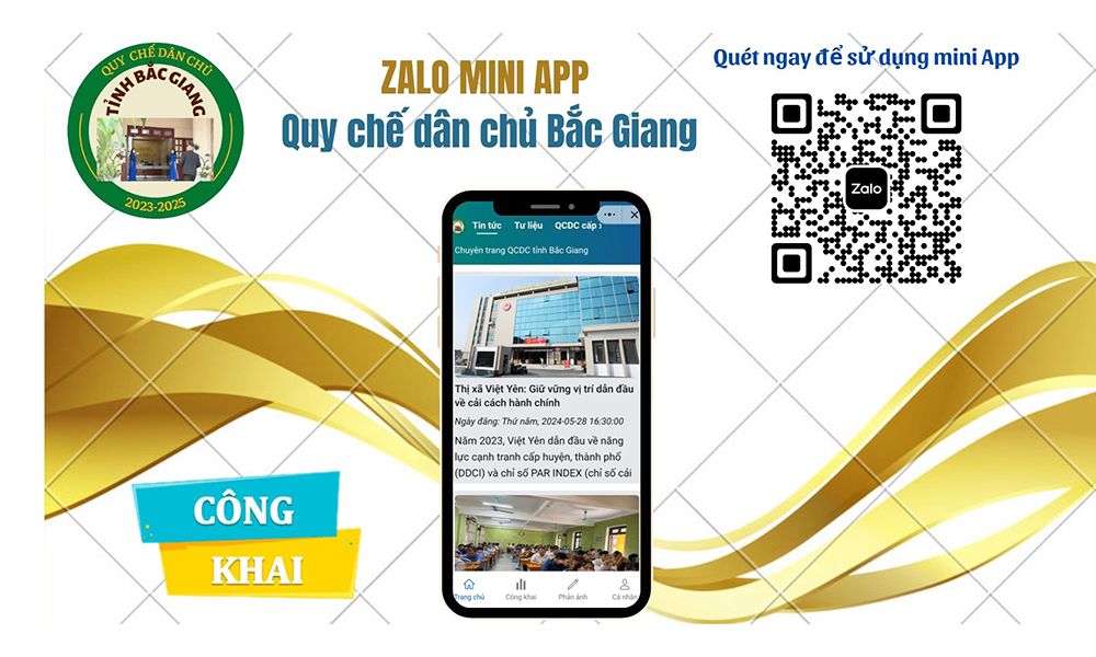 Zalo mini app Quy chế dân chủ Bắc Giang.