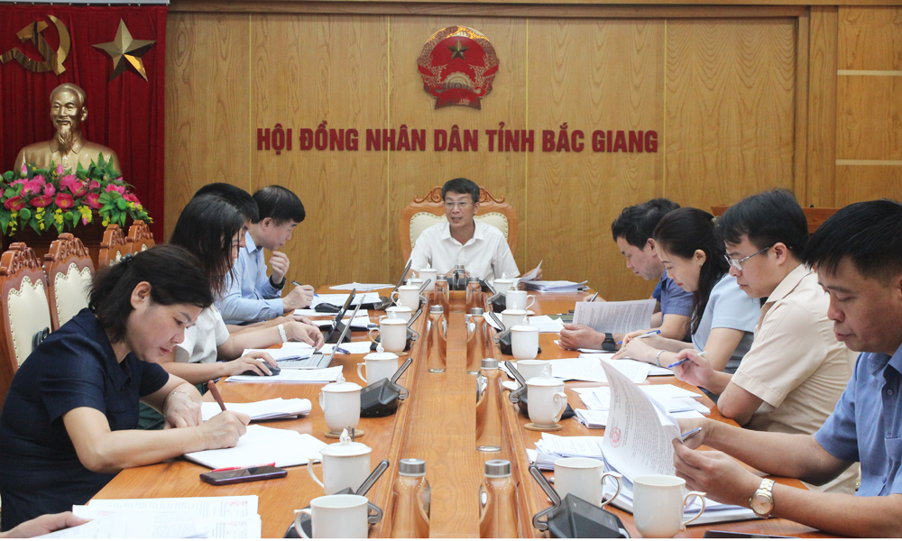 Đồng chí Nguyễn Thế Toản chủ trì hội nghị thẩm tra.