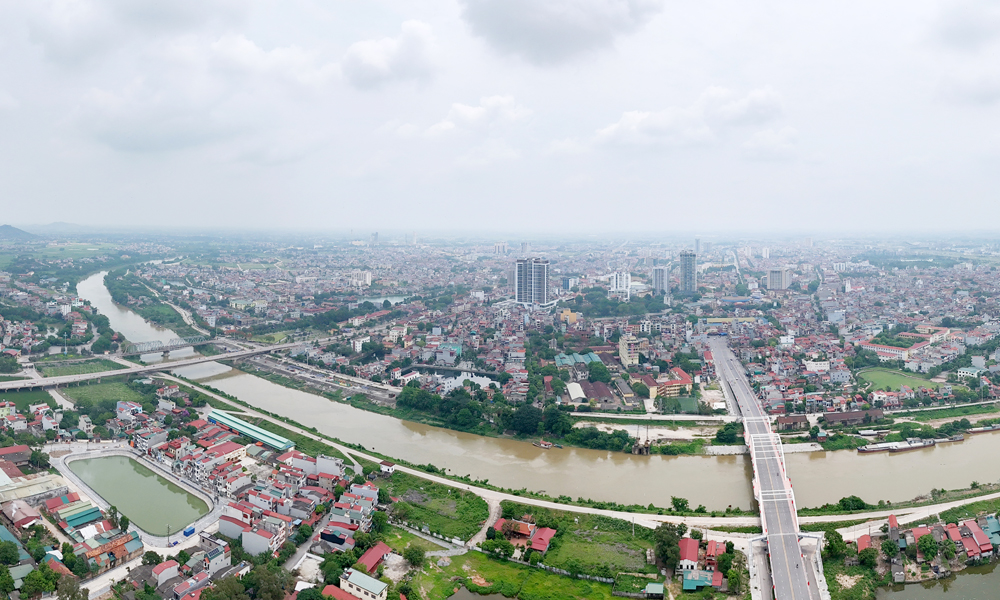 Một góc đô thị Bắc Giang nhìn từ trên cao.