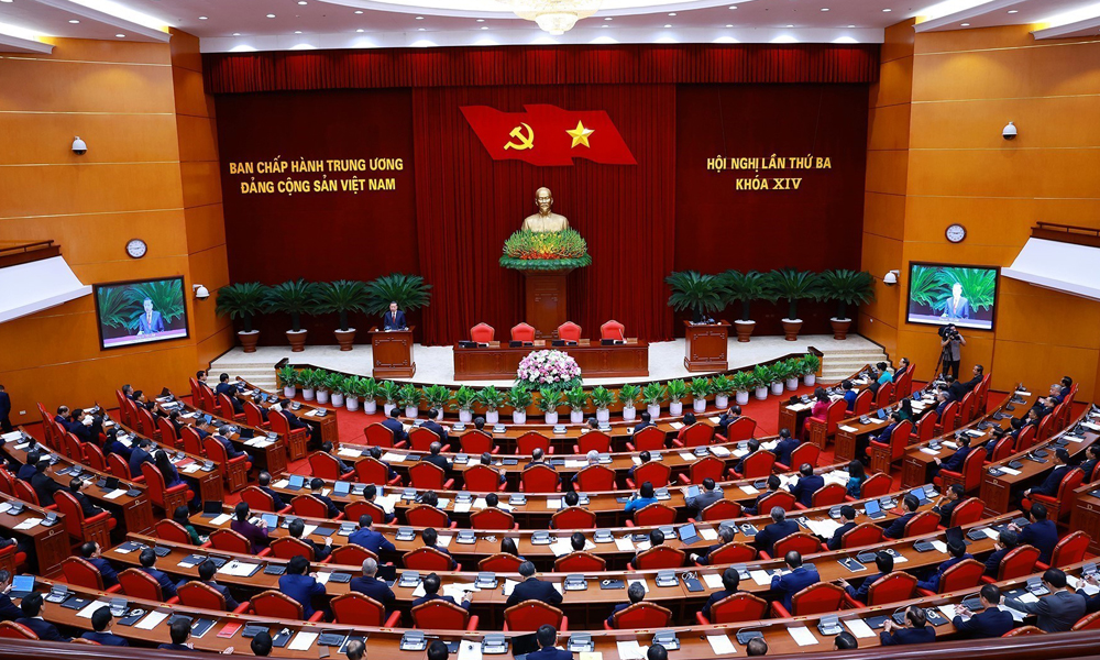 Quang cảnh Hội nghị lần thứ ba Ban Chấp hành Trung ương Đảng khóa XIV.