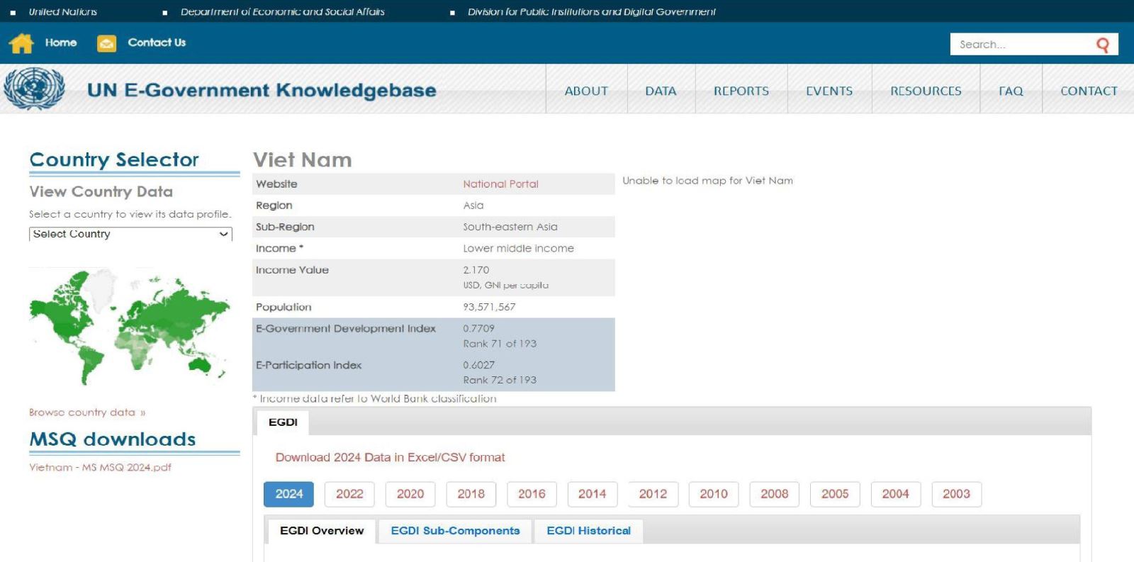 Việt Nam đứng thứ 71 trong Khảo sát Chính phủ điện tử lần thứ 13 của Liên hợp quốc. Ảnh: TTXVN phát