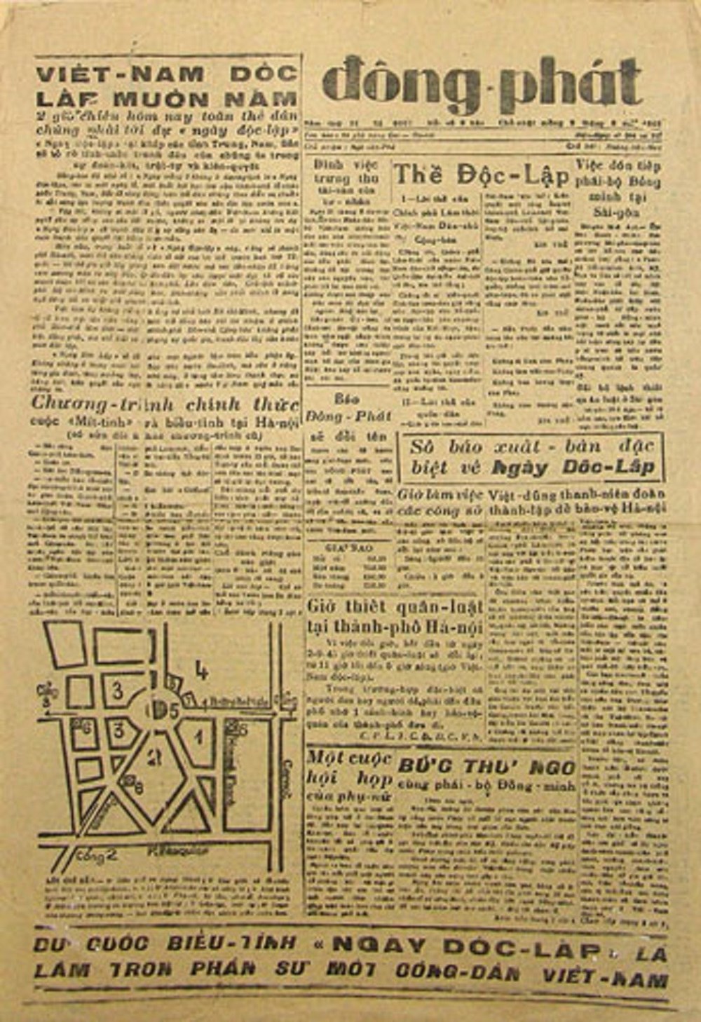 Tờ “Đông Phát” số 6107 phát hành đúng ngày 2/9/1945. Ảnh: BTLSQG