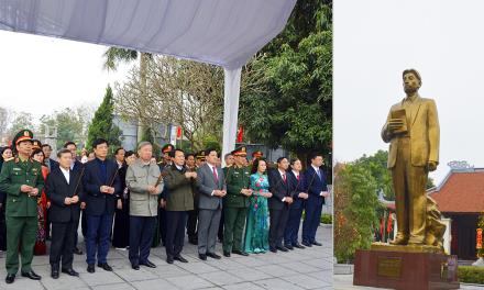 Tổng Bí thư Tô Lâm cùng các đồng chí lãnh đạo và các đại biểu dâng hương tưởng niệm Tổng Bí thư Nguyễn Văn Cừ.
