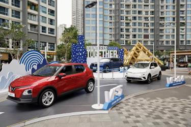 Các mẫu ô tô điện VinFast trưng bày tại triển lãm VinFast – Vì tương lai xanh ở TP.HCM.