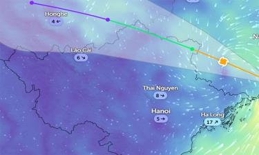 Vị trí áp thấp nhiệt đới lúc 8 giờ 20 phút ngày 6/10.