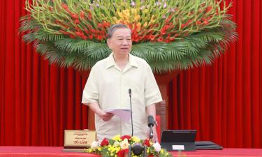 Tổng Bí thư Tô Lâm phát biểu tại điểm cầu Trung ương.