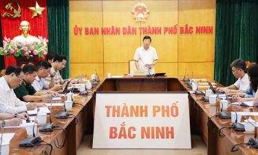 Phó Chủ tịch UBND thành phố Ngô Tân Phượng phát biểu chỉ đạo tại điểm cầu thành phố Bắc Ninh.