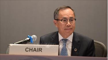 Đại sứ Việt Nam tại Thái Lan Phan Chí Thành chủ trì phiên thảo luận tại Khoá họp lần thứ 4 Ủy ban Chính sách kinh tế vĩ mô, giảm nghèo và tài chính cho phát triển khu vực châu Á - Thái Bình Dương. Ảnh: Đỗ Sinh/TTXVN