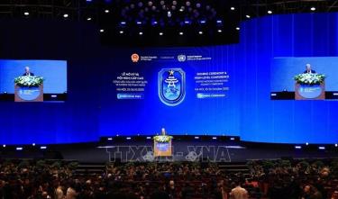 Tổng Thư ký Liên hợp quốc António Guterres phát biểu tại Phiên khai mạc cấp cao Lễ mở ký Công ước Hà Nội,  ngày 27/10/2025. Ảnh: Tuấn Anh/TTXVN