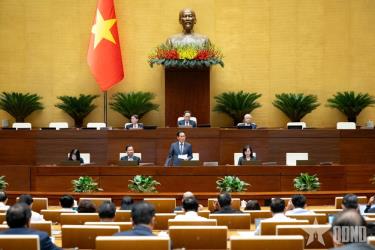 Phó thủ tướng Bùi Thanh Sơn giải trình ý kiến đại biểu Quốc hội về dự án Luật Thương mại điện tử.