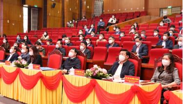 Các đại biểu dự hội nghị tại điểm cầu trung tâm.