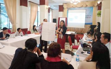 Các học viên thảo luận tại lớp tập huấn.