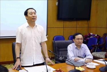 Vụ trưởng Vụ Phổ biến giáo dục pháp luật Lê Vệ Quốc (Bộ Tư pháp) phát biểu. Ảnh: Phạm Kiên/ TTXVN