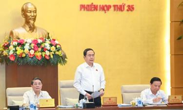 Chủ tịch Quốc hội Trần Thanh Mẫn phát biểu tại Phiên họp thứ 35 của Ủy ban Thường vụ Quốc hội.