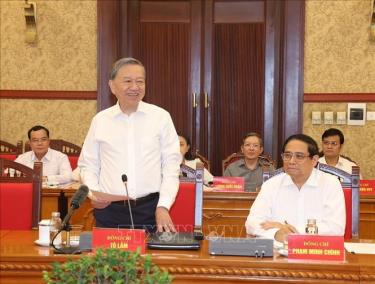 Tổng Bí thư, Chủ tịch nước Tô Lâm phát biểu kết luận cuộc họp. Ảnh: Trí Dũng/TTXVN