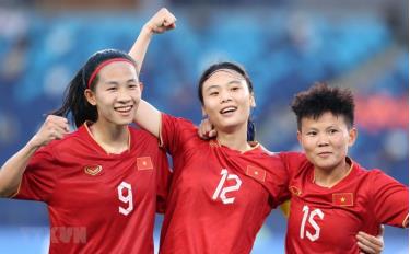 Tuyển nữ Việt Nam phải đụng độ ĐKVĐ Nhật Bản ở lượt trận thứ 3 vòng bảng ASIAD 19. Ảnh: TTXVN