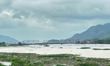 Nước trên sông Lục Nam (đoạn qua xã Bắc Lũng, huyện Lục Nam) trên báo động 3. Ảnh chụp lúc 8 giờ ngày 9/9.