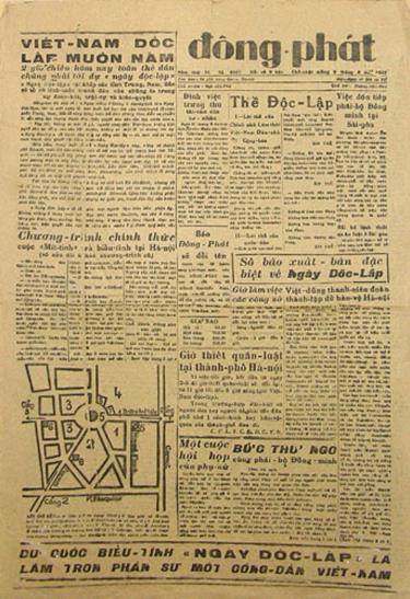 Tờ “Đông Phát” số 6107 phát hành đúng ngày 2/9/1945. Ảnh: BTLSQG